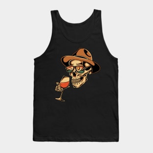 Skull drinking wine Tank Top